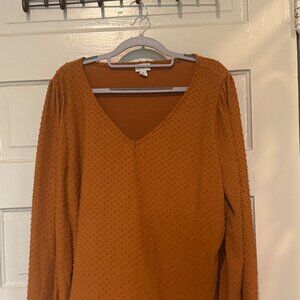 v-neck dottled long sleeved shirt
